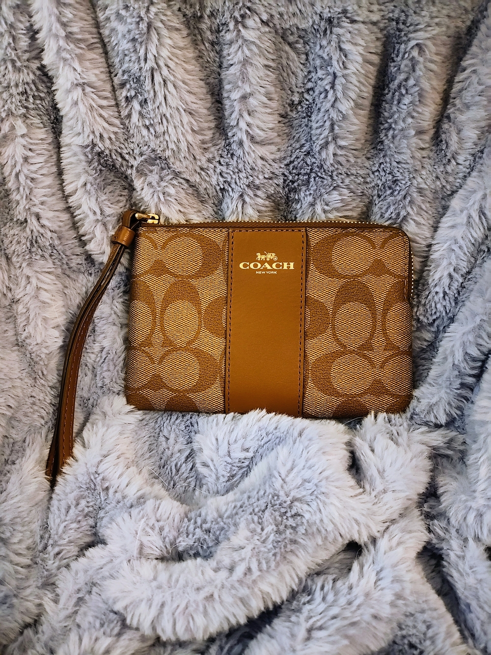 COACH Tan Signature Canvas Wristlet